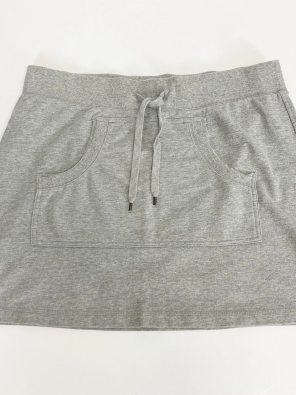 Norma Kamali Grey Heathered Drawstring Kangaroo‎ Pocket Mini Skirt XL NK195101